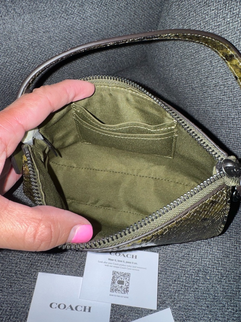 Coach Nolita Snake-Print Leather Olive/Black - Picture 5 of 7